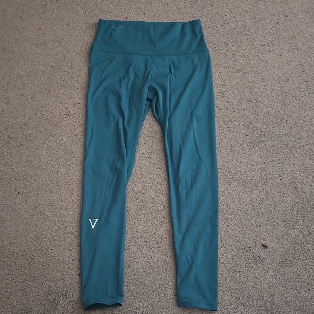 Teal Leggings with Wide Waistband and Ankle Length